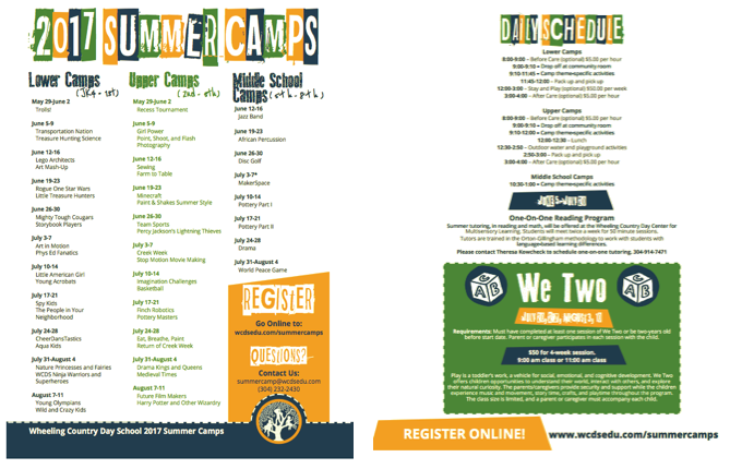 WCDS Summer Camp Schedule