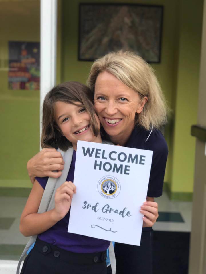 Liz Hofreuter and daughter Ella on the first day of school in 2017.