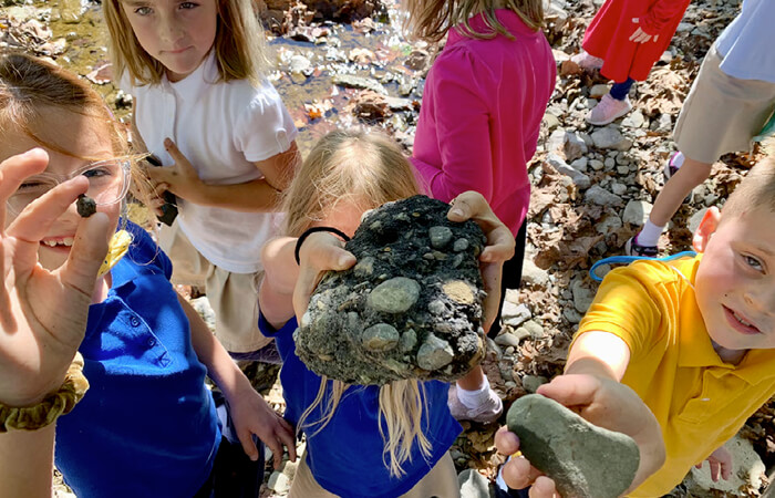 kids with rocks