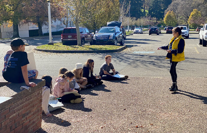 kids learning outside